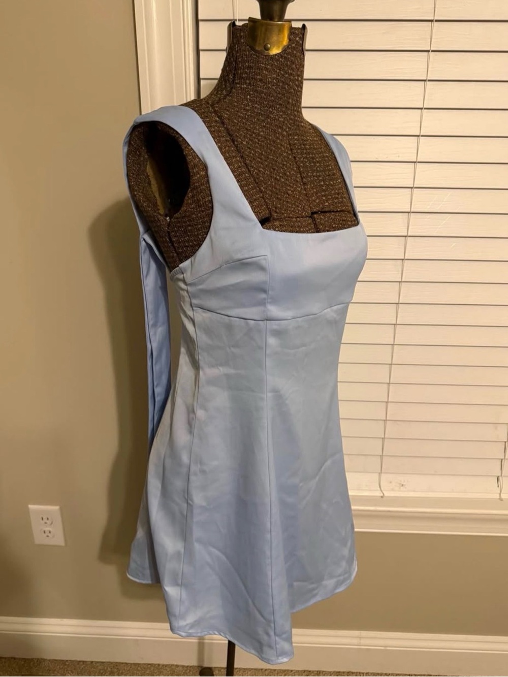 Urban Outfitters Light Blue Square-Neck Mini Dress